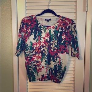 Tropical Cardigan Pearl Detail